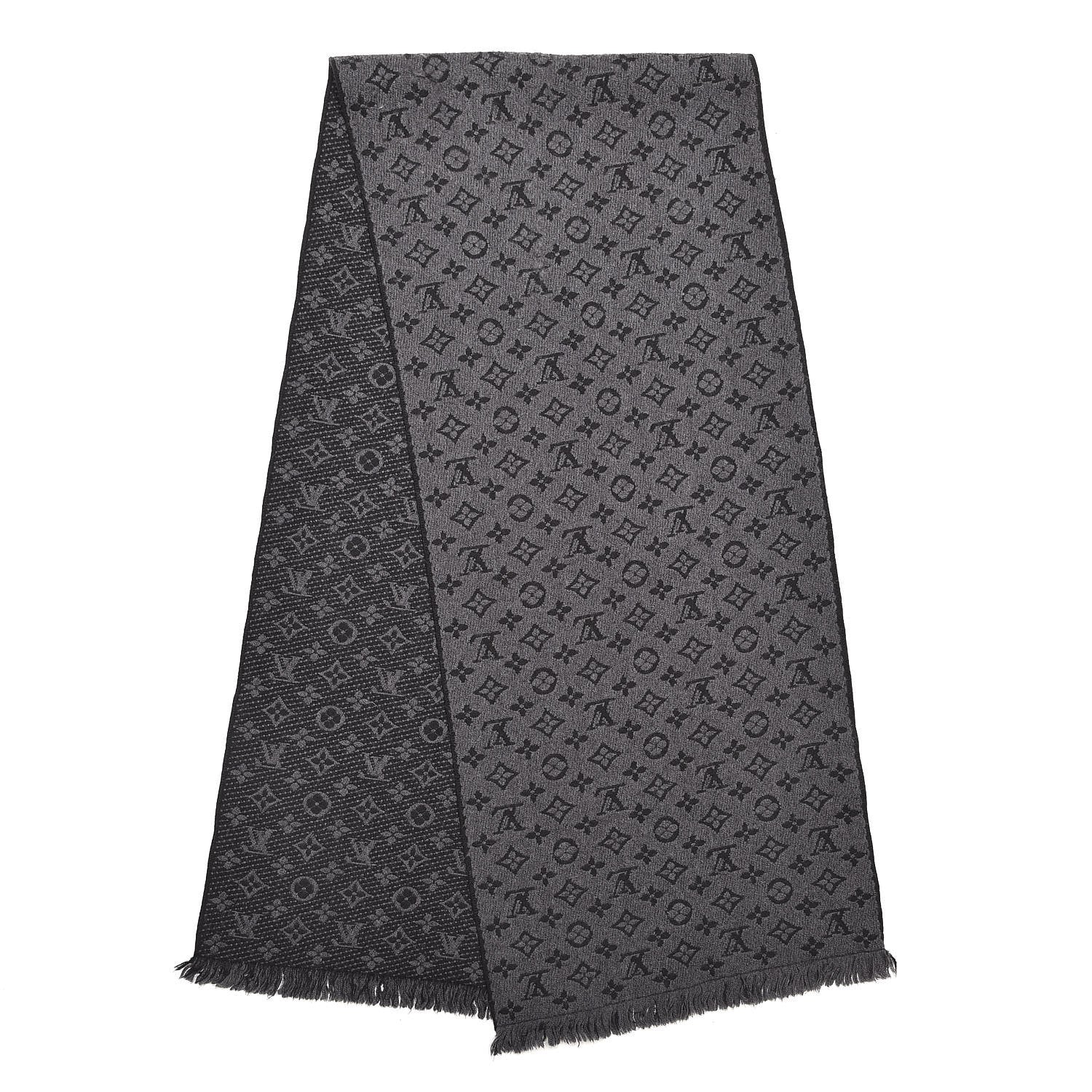 Louis Vuitton Wool Monogram Classic Scarf Charcoal Grey 3 of 4