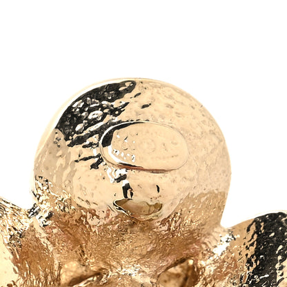 Chanel Metal Crystal CC Camellia Ring 53 6.25 Gold 4 of 5