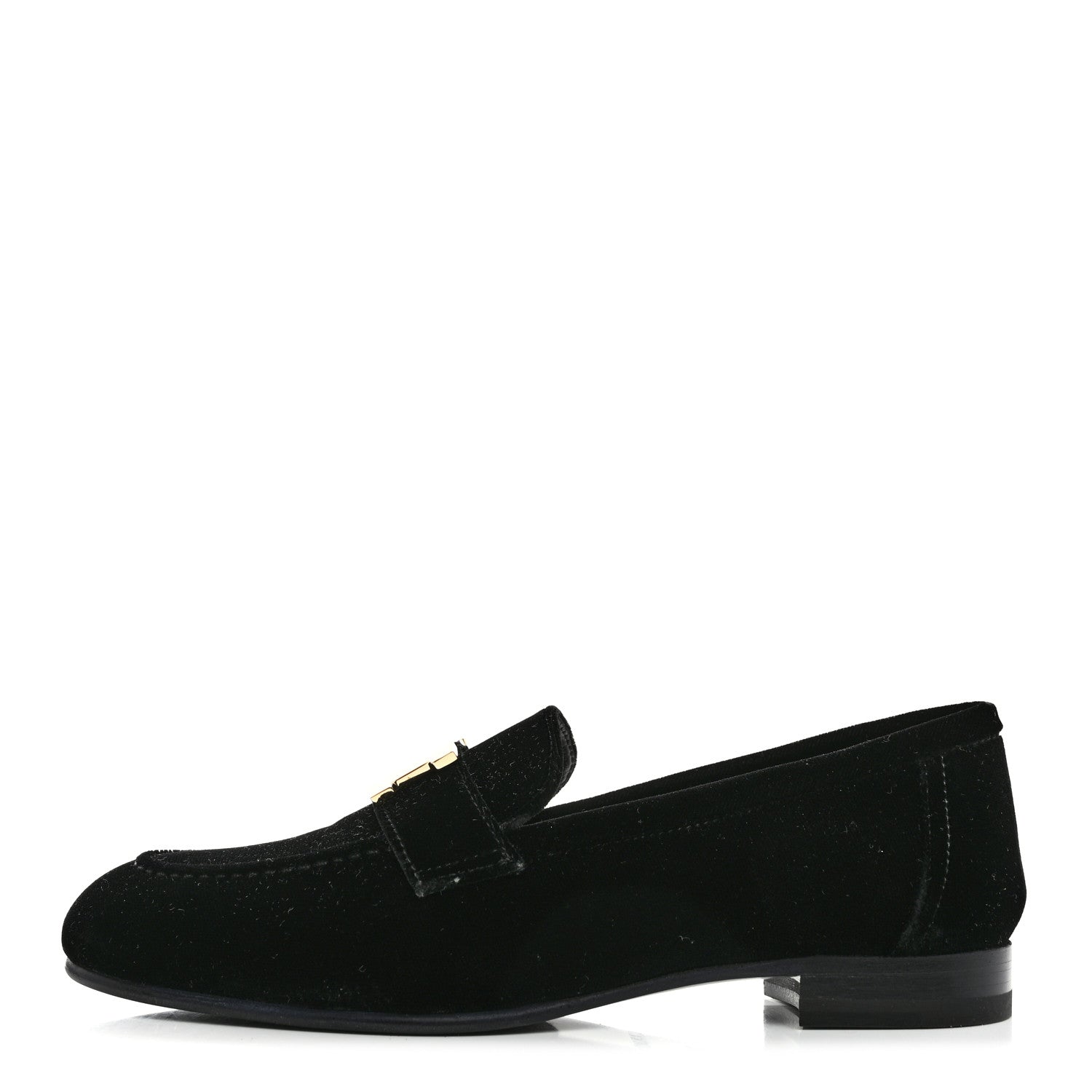Hermes Velvet Womens Paris Loafers 35 Black 1 of 9