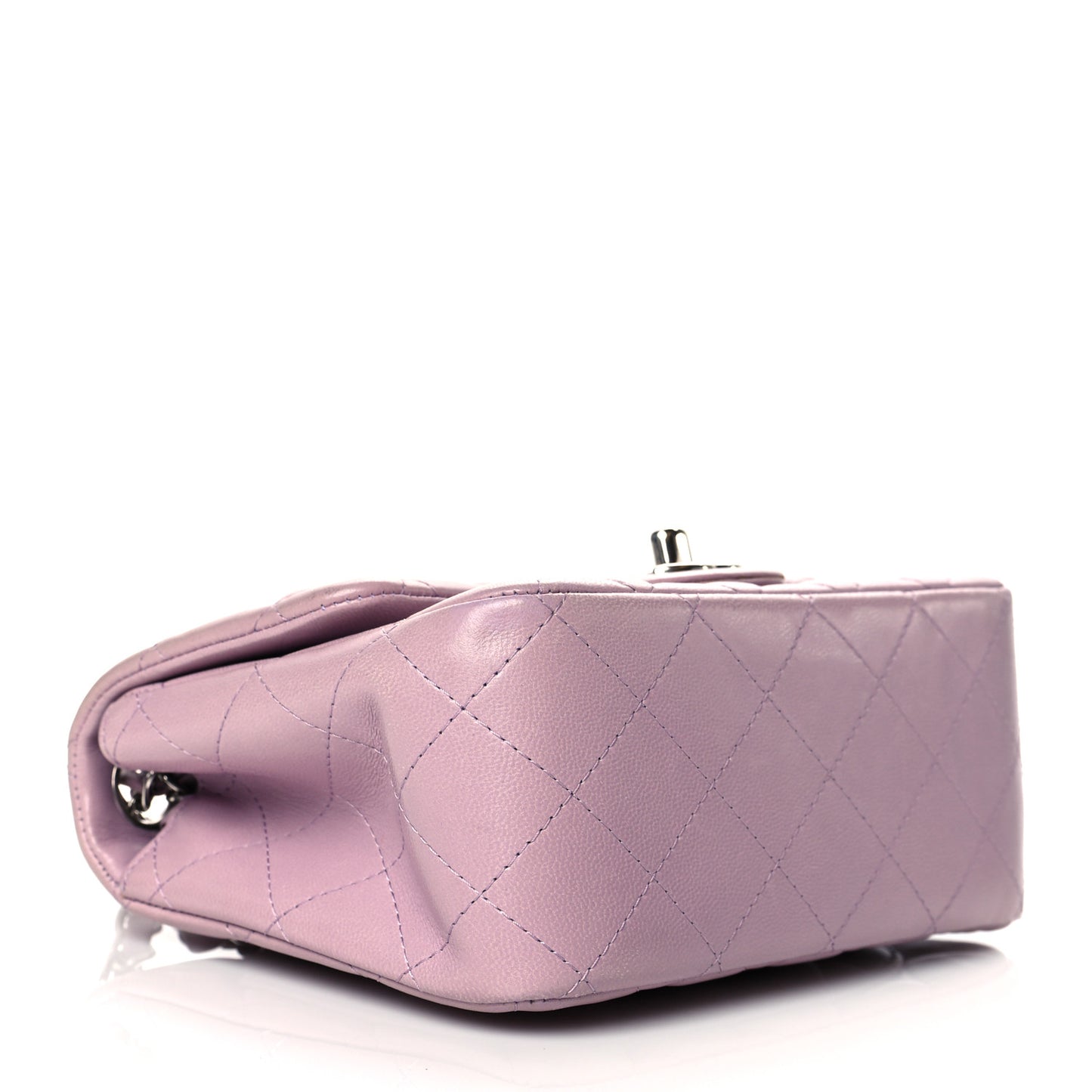 Lambskin Quilted Mini Square Flap Light Purple