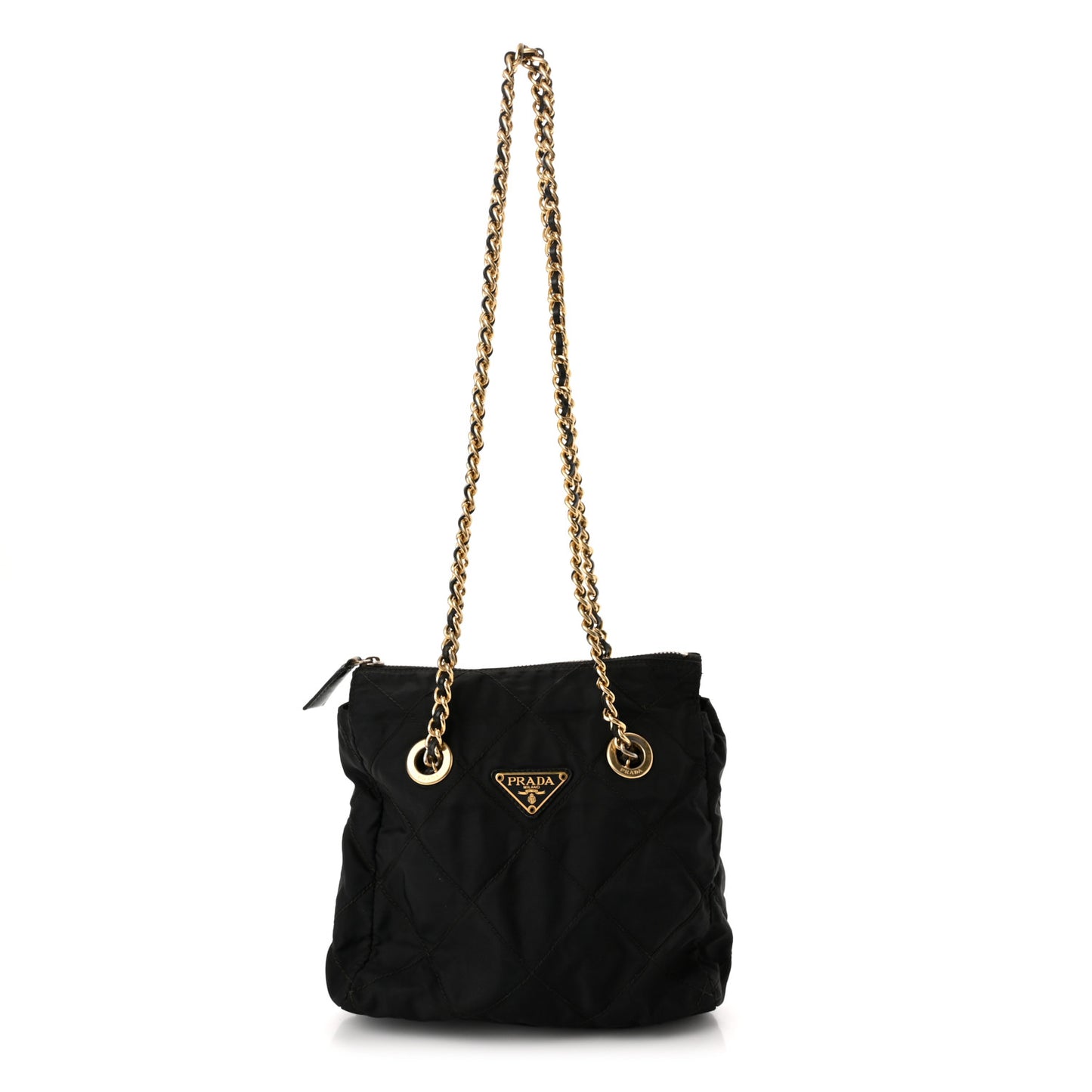 Nylon Tessuto Impuntu Quilted Shoulder Bag Black