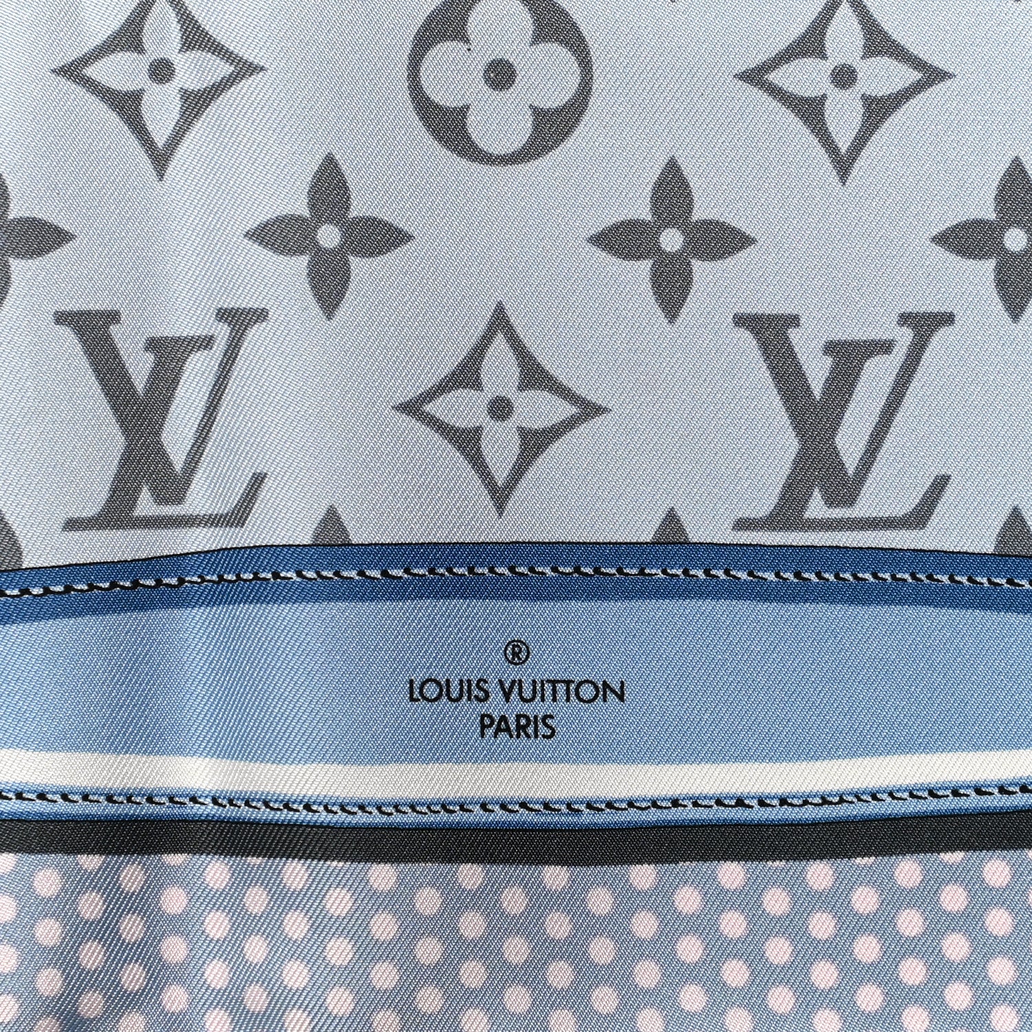 Louis Vuitton Silk Monogram Pop Confidential Square Scarf Light Blue 2 of 4