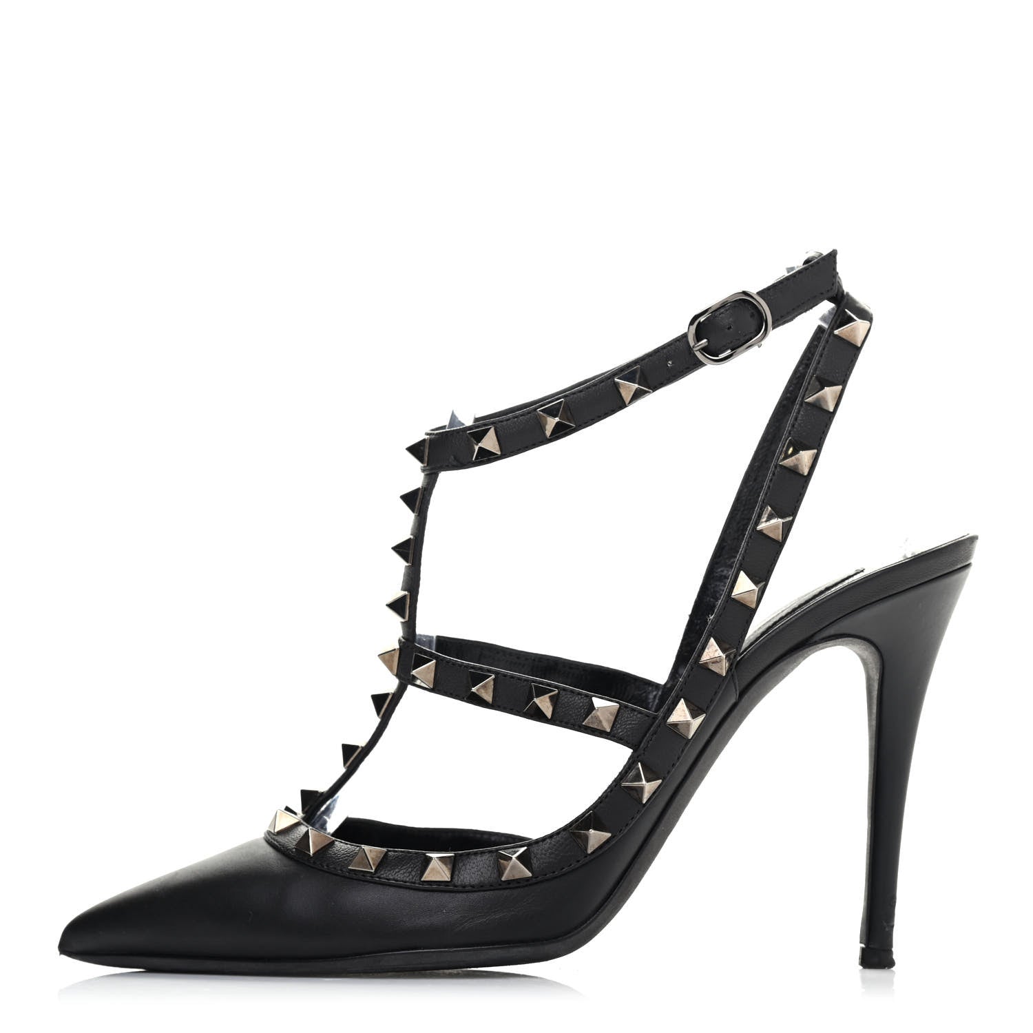 Valentino Garavani Nappa Rockstud Ankle Strap Pumps 39 Black 1 of 4