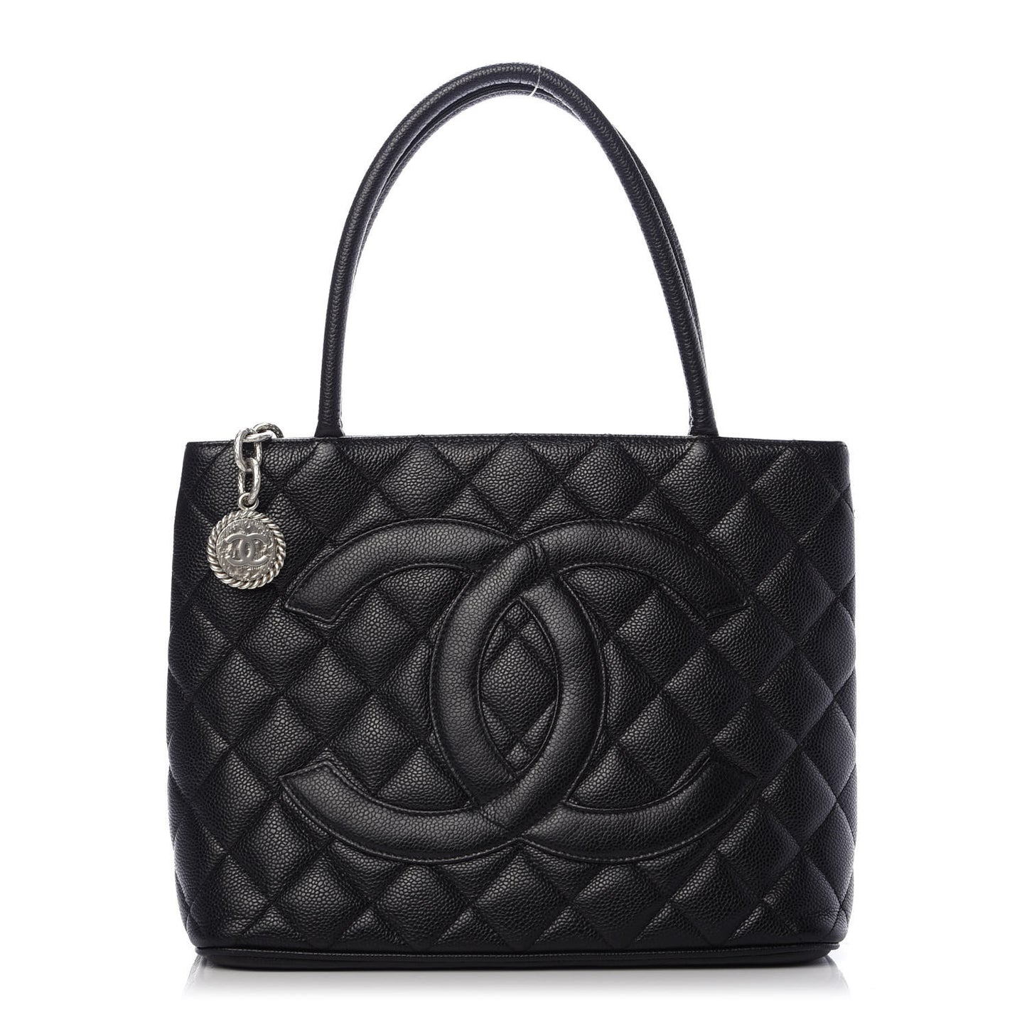 Caviar Quilted Medallion Tote Black