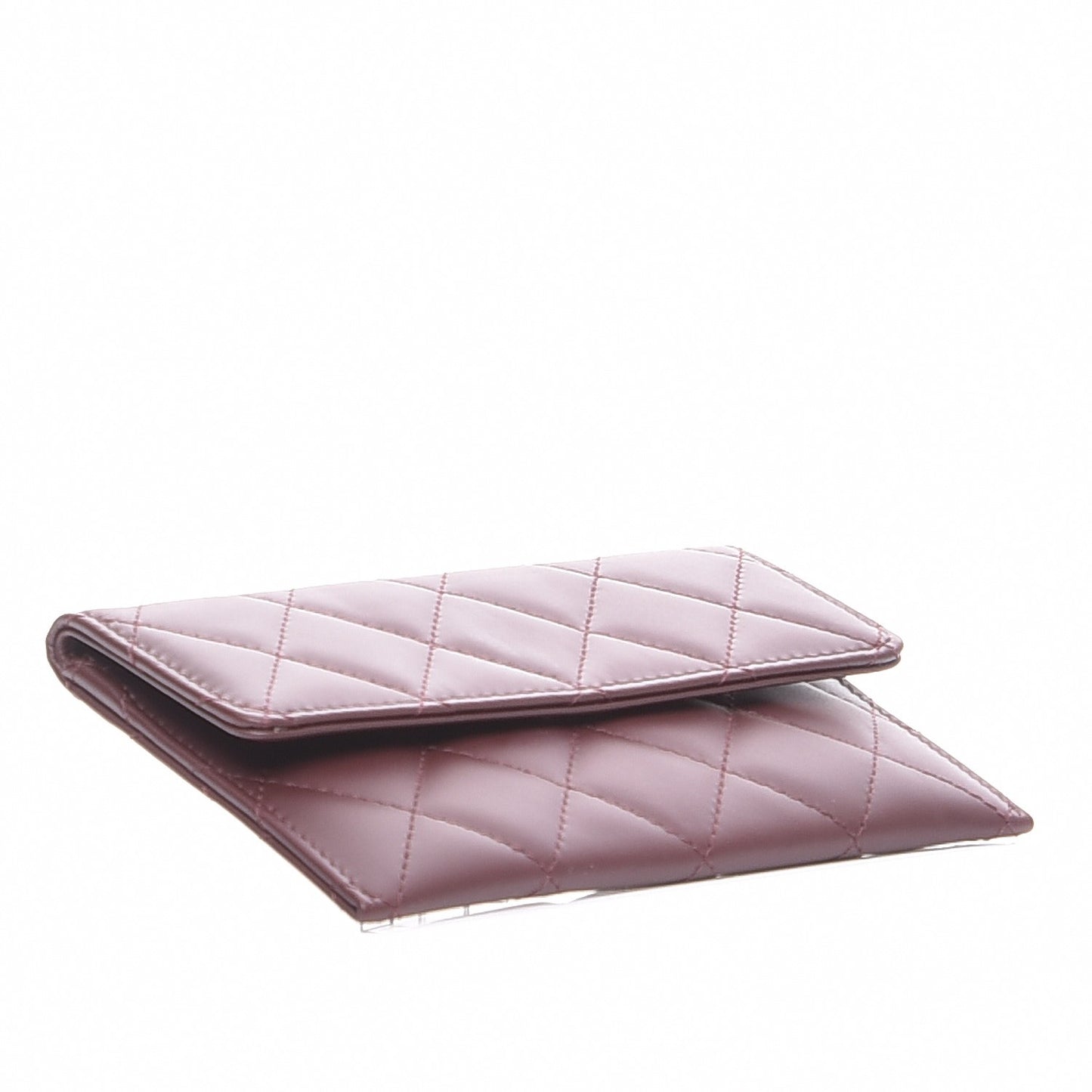 Lambskin Quilted Wallet On Removable Chain Insert Burgundy