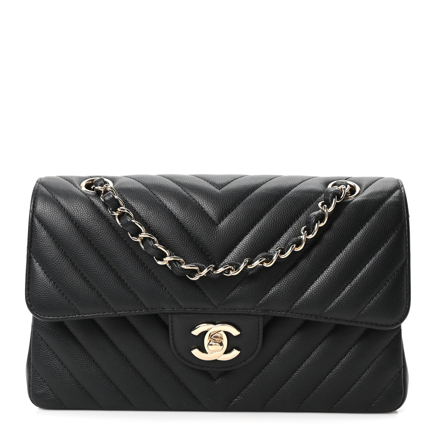 Chanel Caviar Chevron Quilted Small Double Flap Black 1 of 10