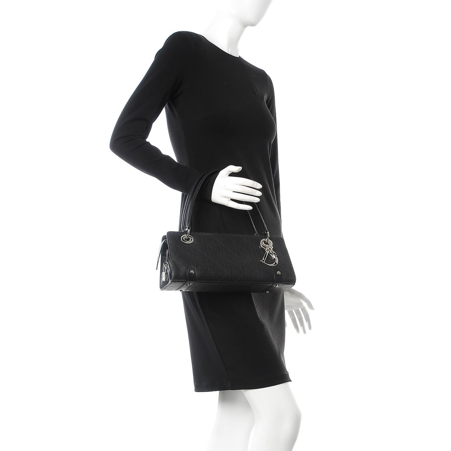 Calfskin Cannage Stitched East West Lady Dior Black