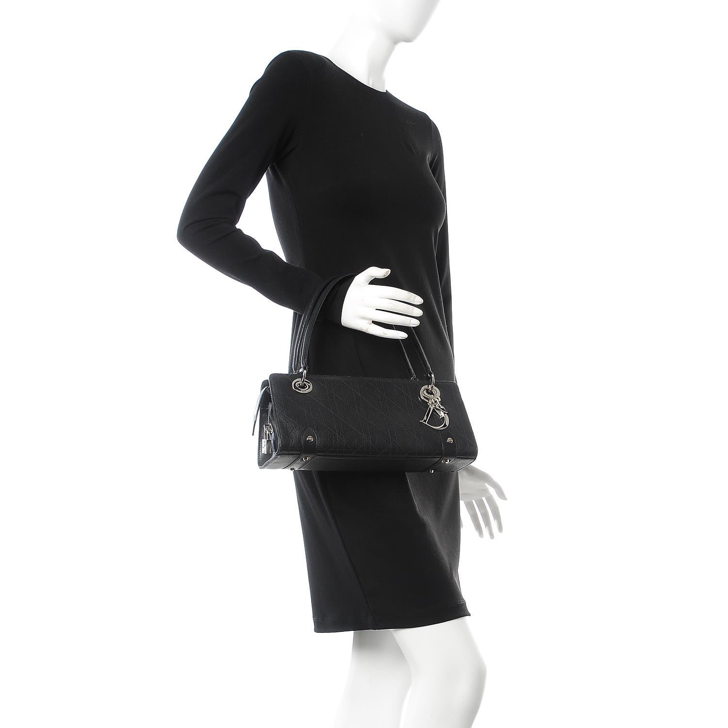 Christian Dior Calfskin Cannage Stitched East West Lady Dior Black 2 of 11