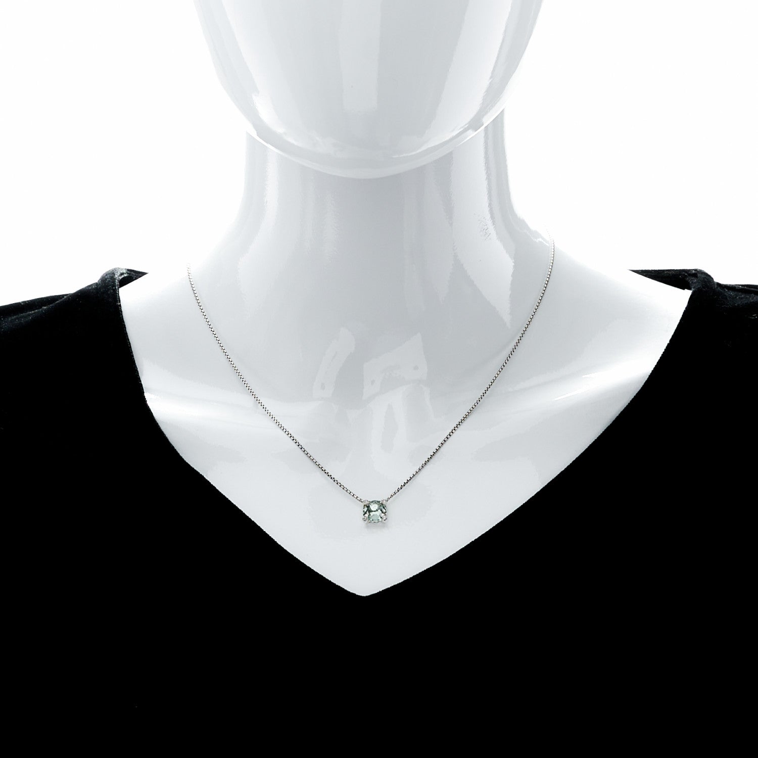 David Yurman Sterling Silver Diamond Prasiolite 9mm Petite Chatelaine Pendant Necklace 2 of 6