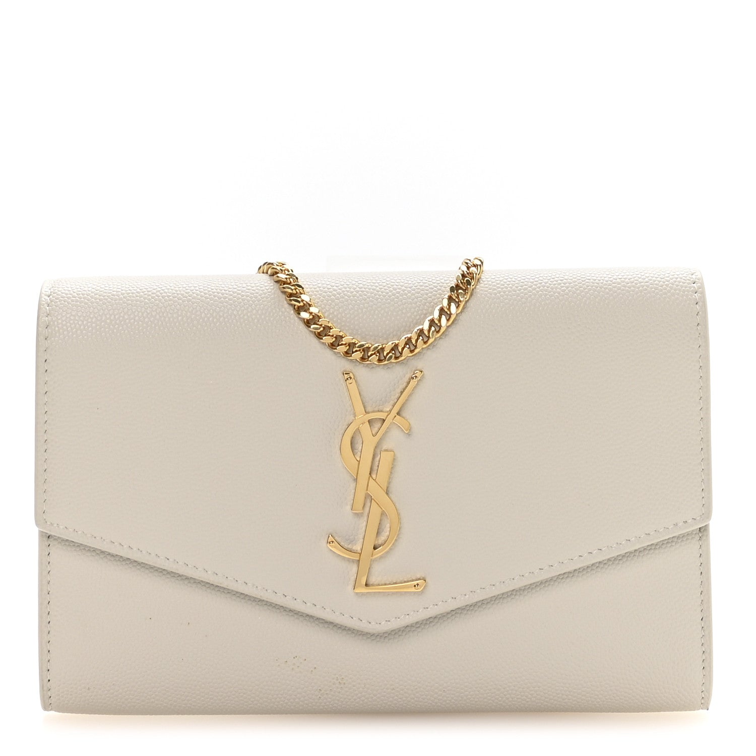 Saint Laurent Grain De Poudre Monogram Uptown Chain Wallet Crema Soft 1 of 11