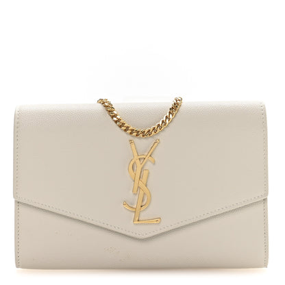 Saint Laurent Grain De Poudre Monogram Uptown Chain Wallet Crema Soft 1 of 11