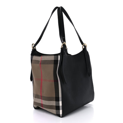 Burberry Grainy Calfskin House Check Small Canterbury Tote Black 3 of 10