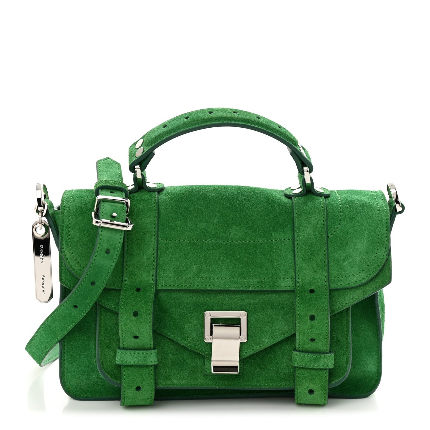 Suede Tiny PS1 Satchel Bottle Green