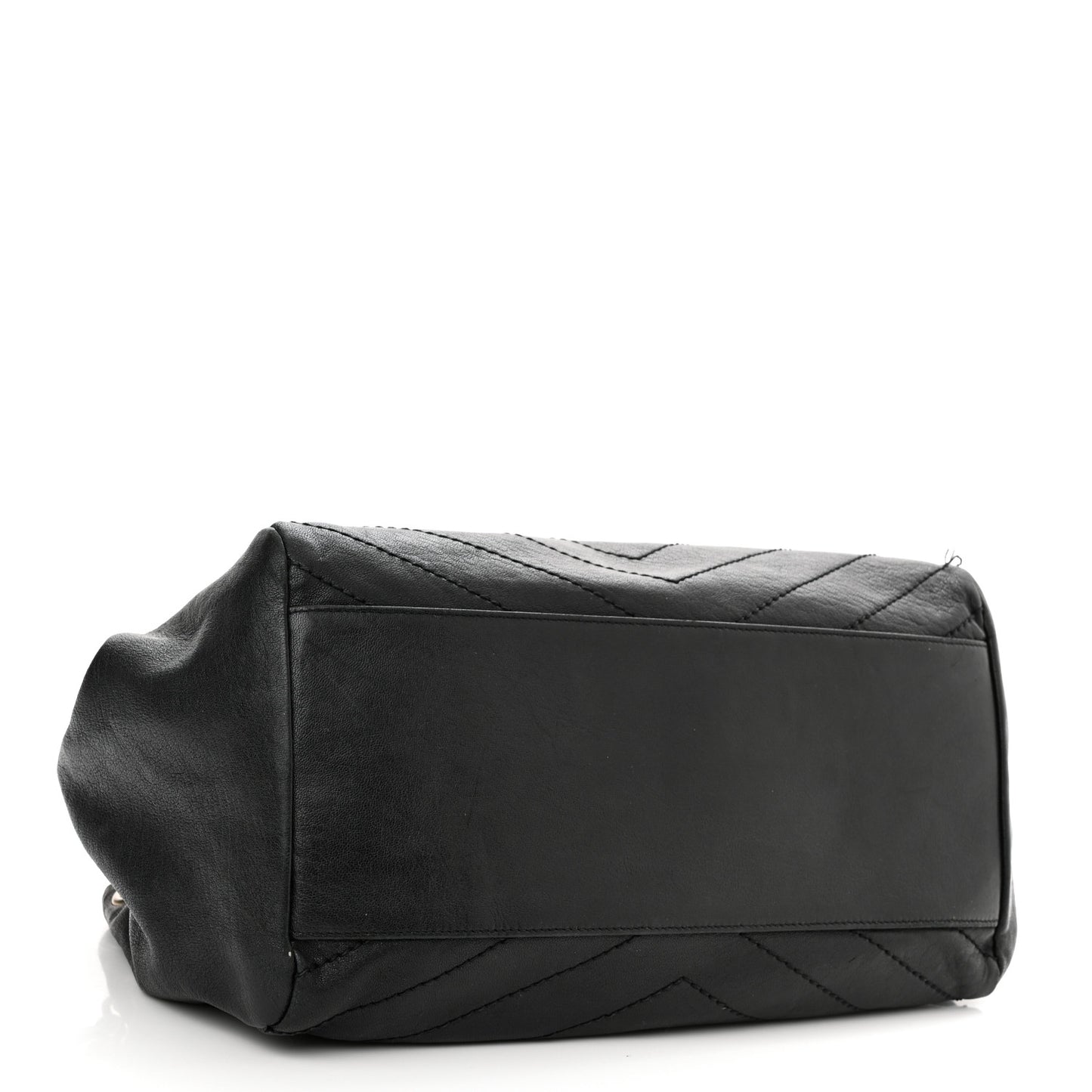 Pebbled Lambskin Chevron Monogram Large Nolita Black