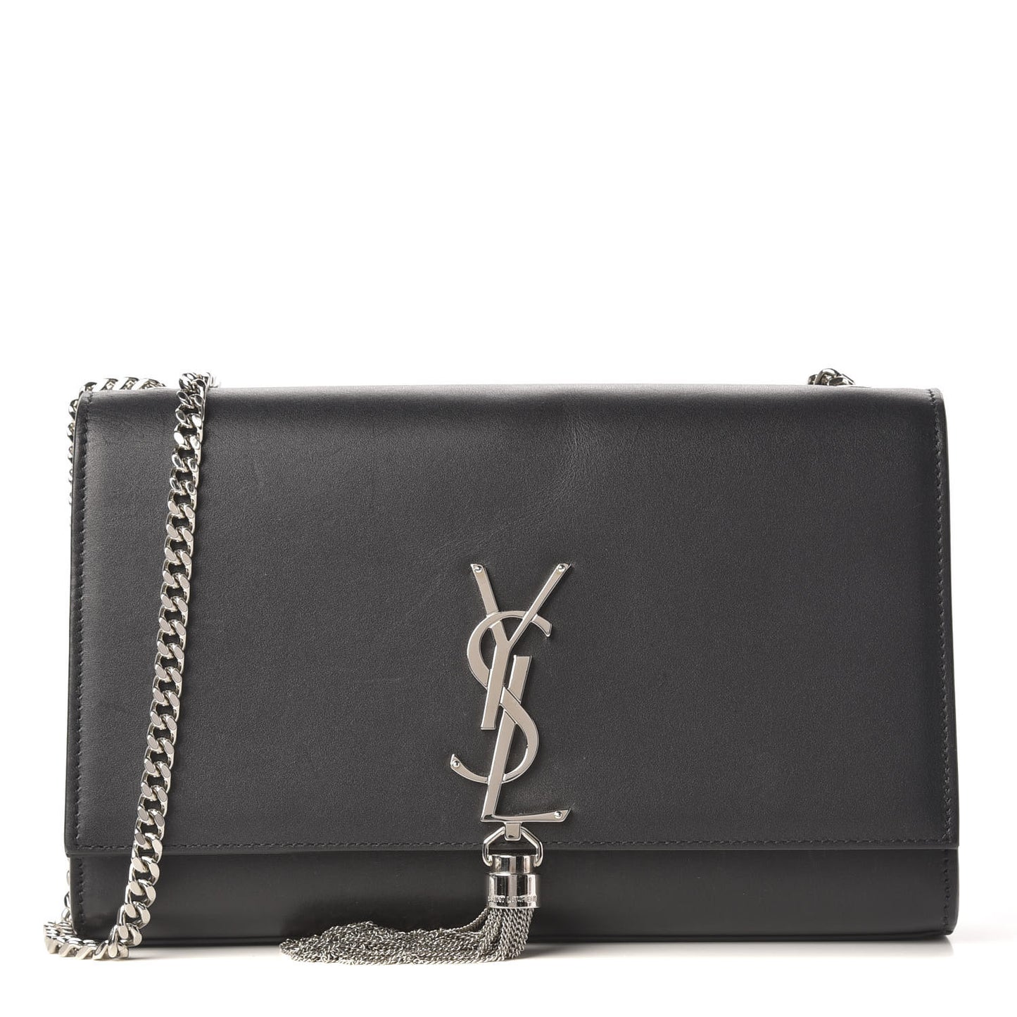 Smooth Calfskin Medium Classic Monogram Kate Tassel Satchel Black