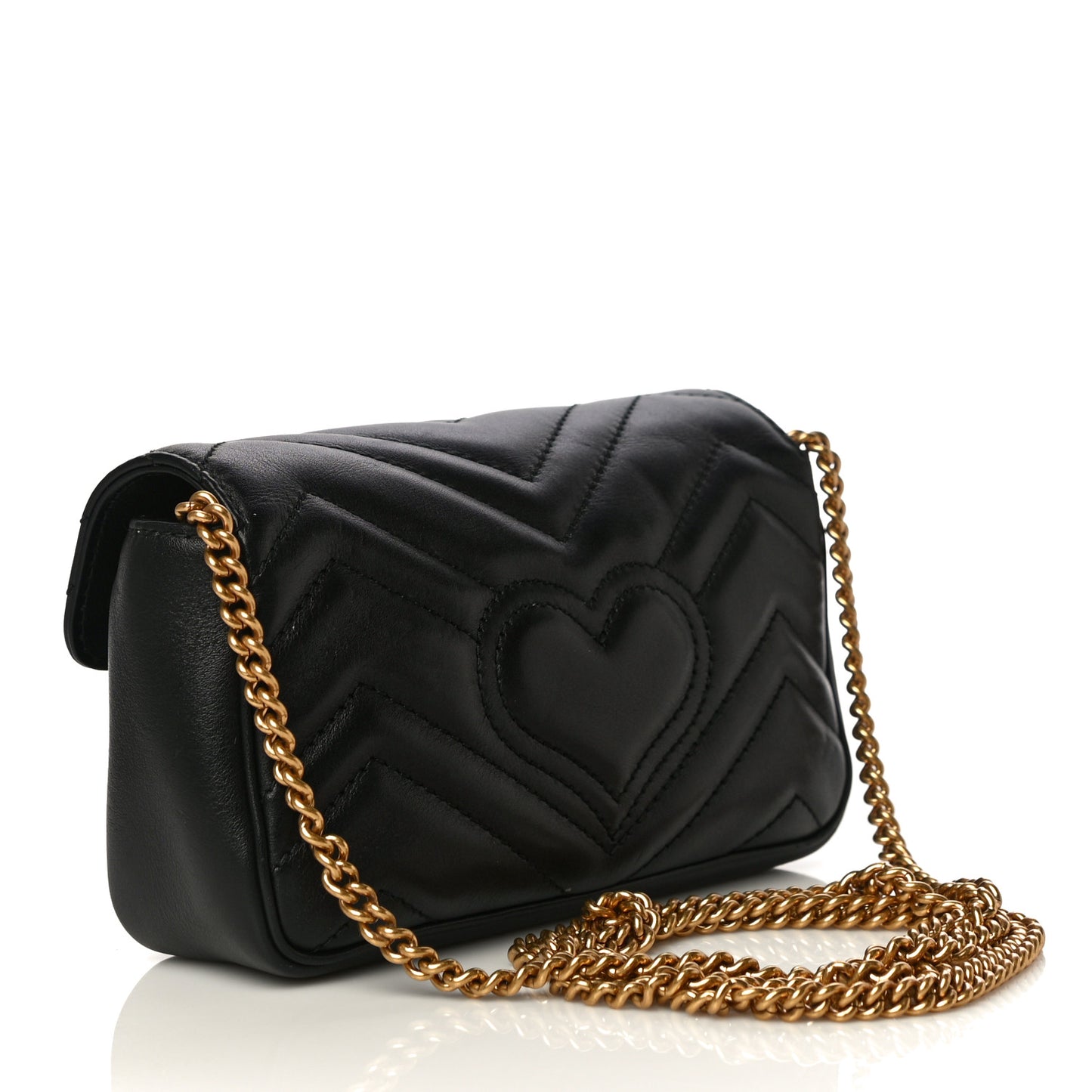 Calfskin Matelasse Super Mini GG Marmont Shoulder Bag Black