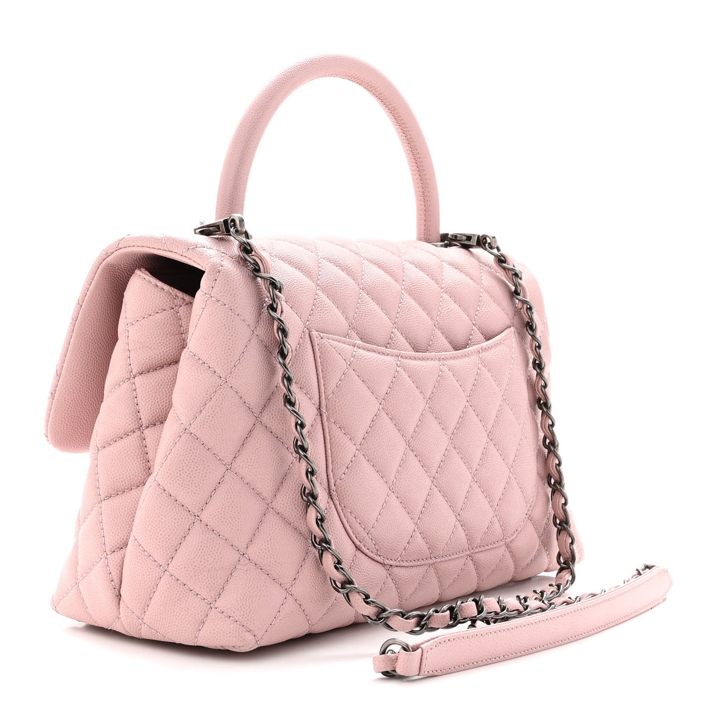 Caviar Quilted Small Coco Handle Flap Light Pink
