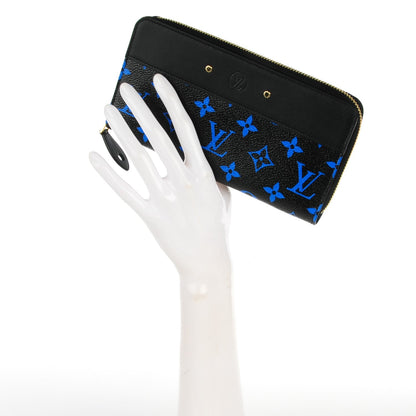 Louis Vuitton Calfskin Colored Monogram Zippy Wallet Blue Black 2 of 7