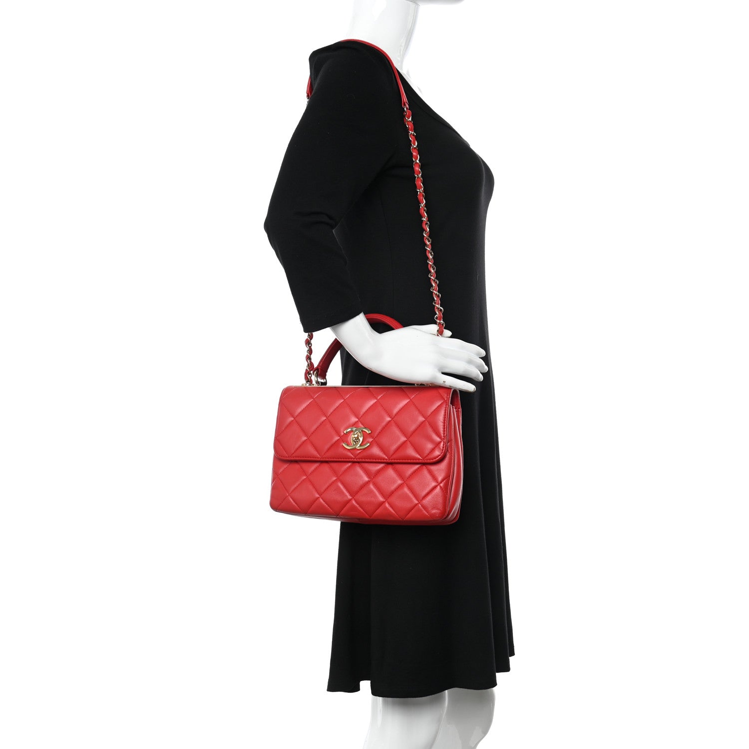 Chanel Lambskin Quilted Small Trendy CC Flap Dual Handle Bag Red 2 of 16