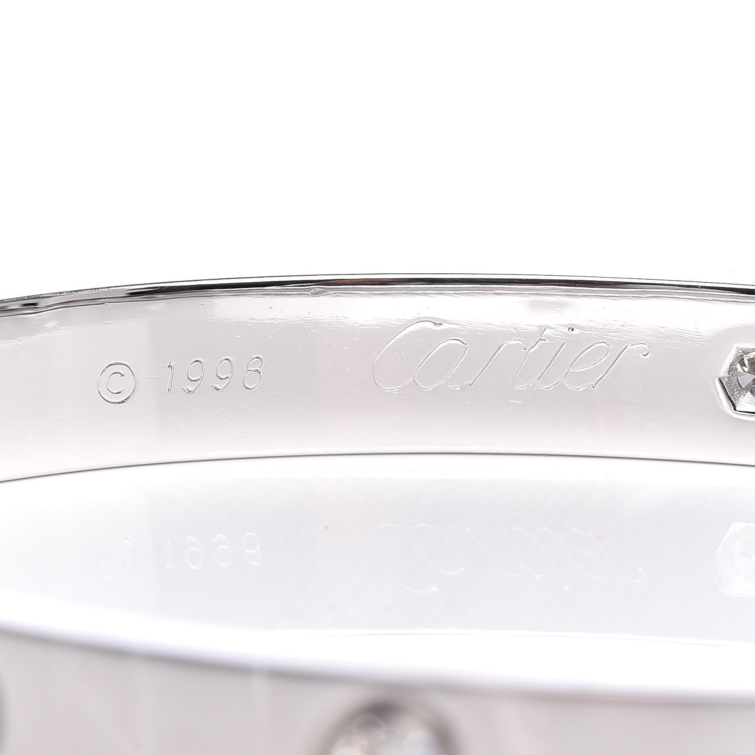 Cartier 18K White Gold 6 Diamond LOVE Bracelet 17 4 of 5