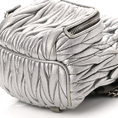 Miu Miu Metallic Nappa Matelasse Lux Mini Backpack Cromo 10 of 12
