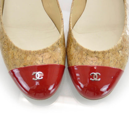Chanel Cork Patent Cap Toe Ballet Flats 35.5 Red 7 of 7