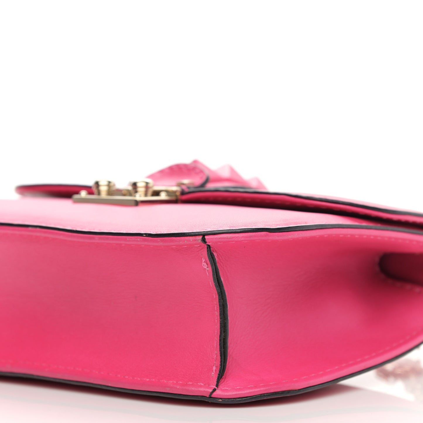 Vitello Small Glam Lock Rockstud Flap Pop Fuxia