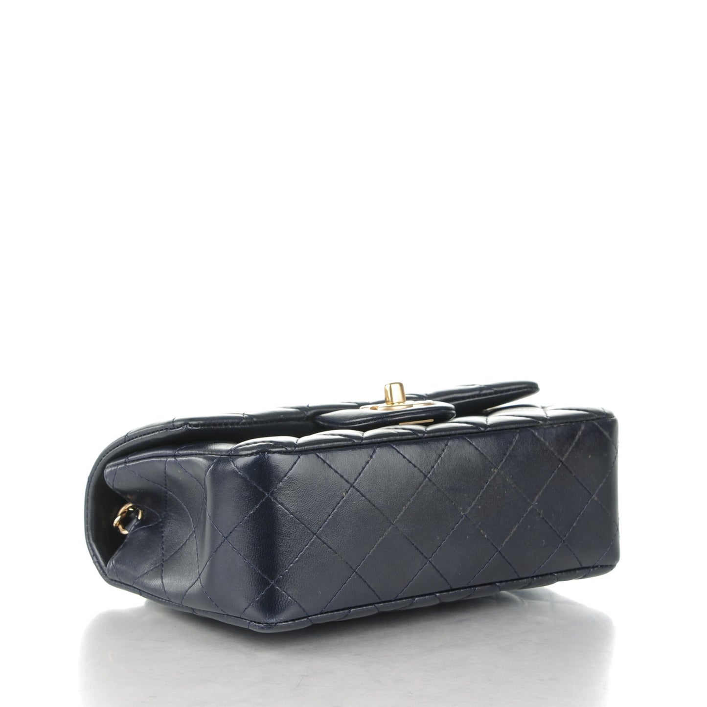 Lambskin Quilted Mini Rectangular Flap Dark Navy Blue