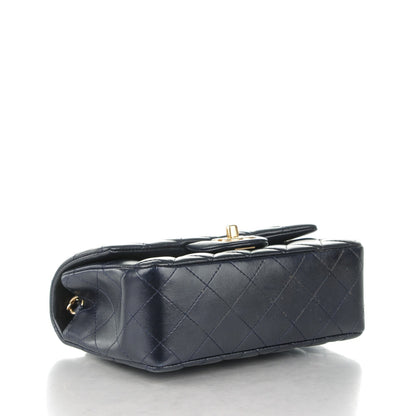 Chanel Lambskin Quilted Mini Rectangular Flap Dark Navy Blue 4 of 9