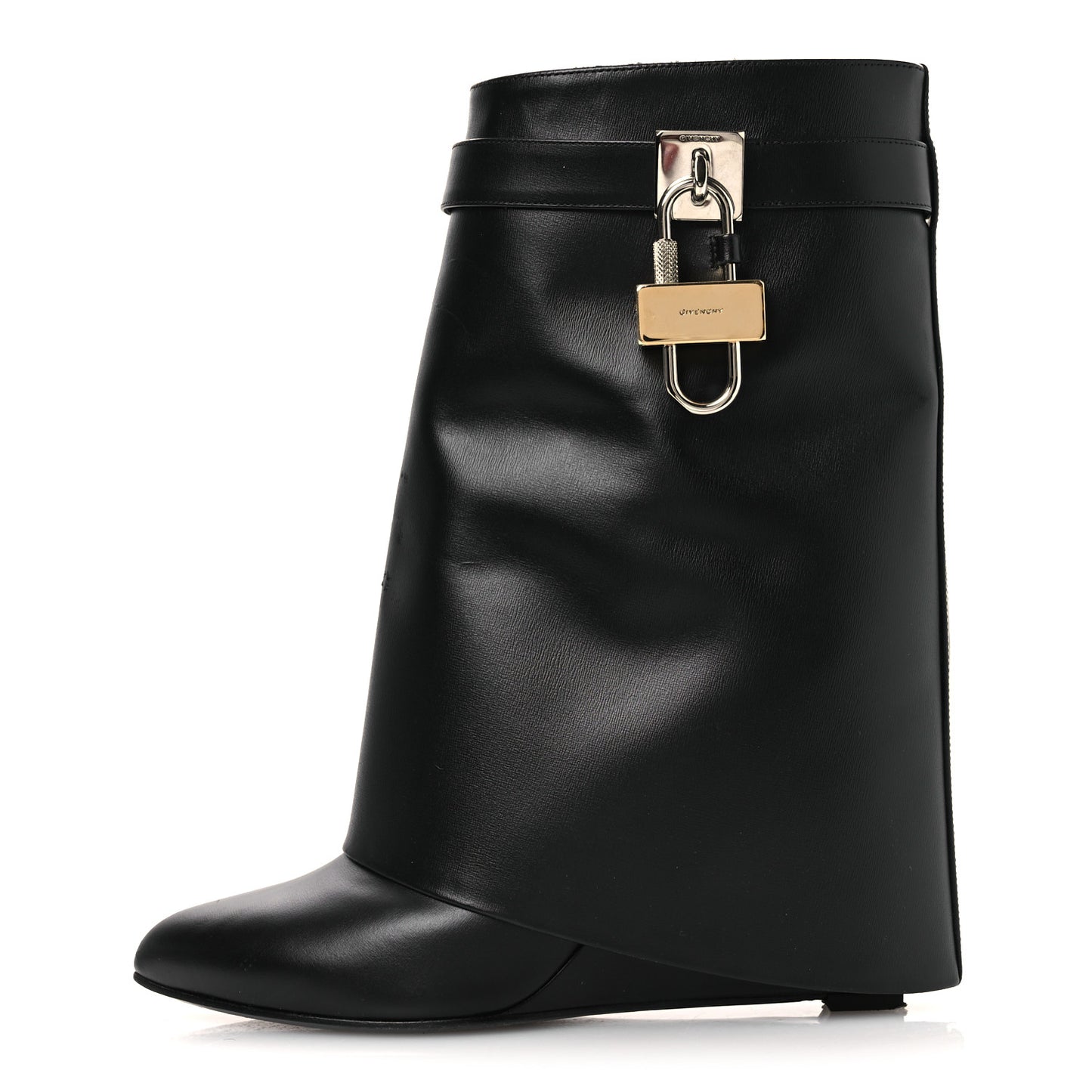 Calfskin Shark Lock Ankle Boots 41 Black