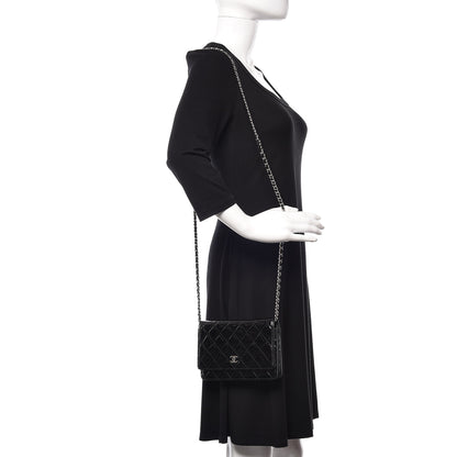 Chanel Patent Quilted Wallet On Chain WOC Black 2 of 14