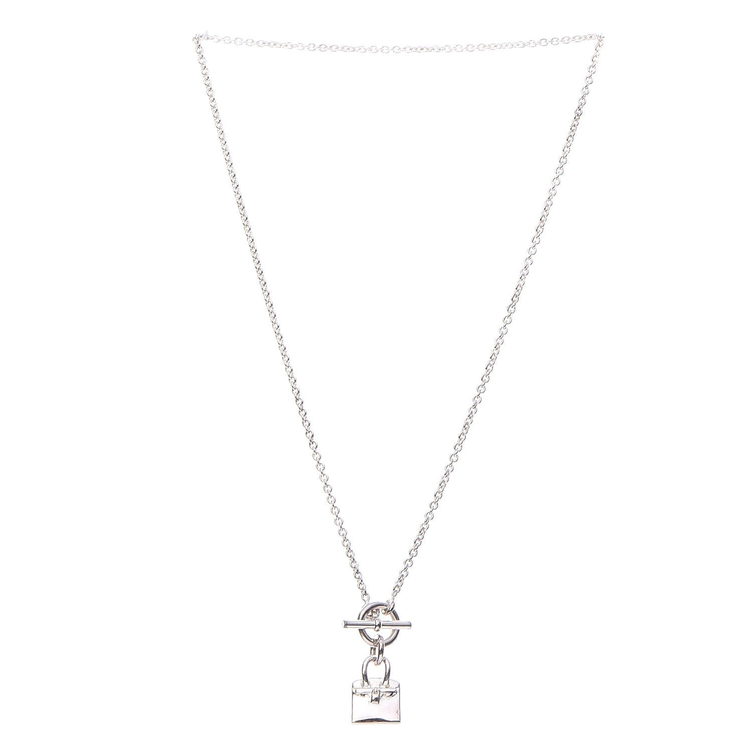Hermes Sterling Silver Birkin Amulette Pendant Necklace 3 of 6