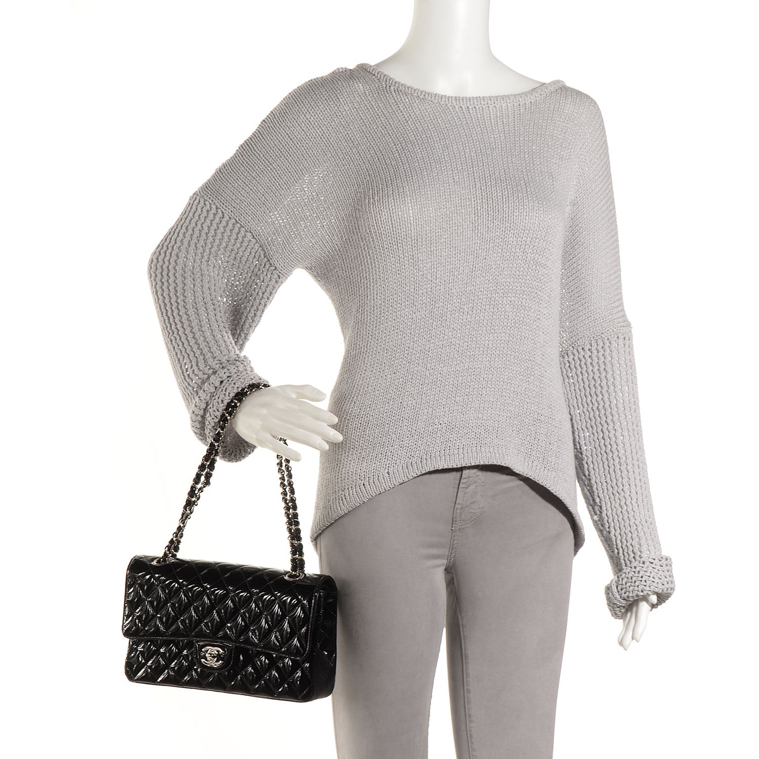 Chanel Patent Quilted Medium Double Flap Black 2 of 9