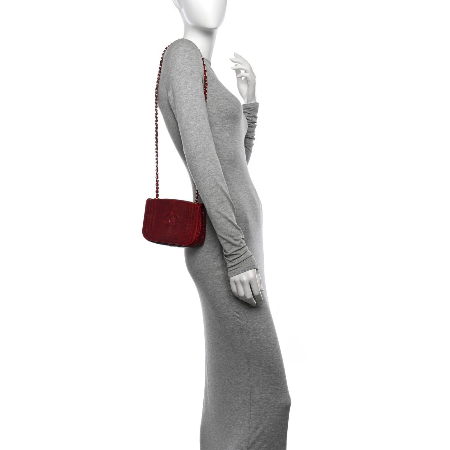 Lizard CC Mini Flap Bag Red