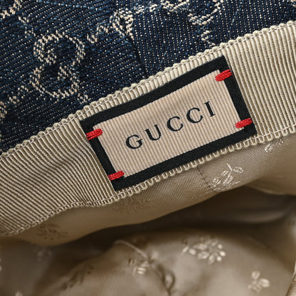 Gucci Washed Jacquard Denim Nappa GG Monogram Oscar Bucket Hat L Denim Cuir 8 of 9