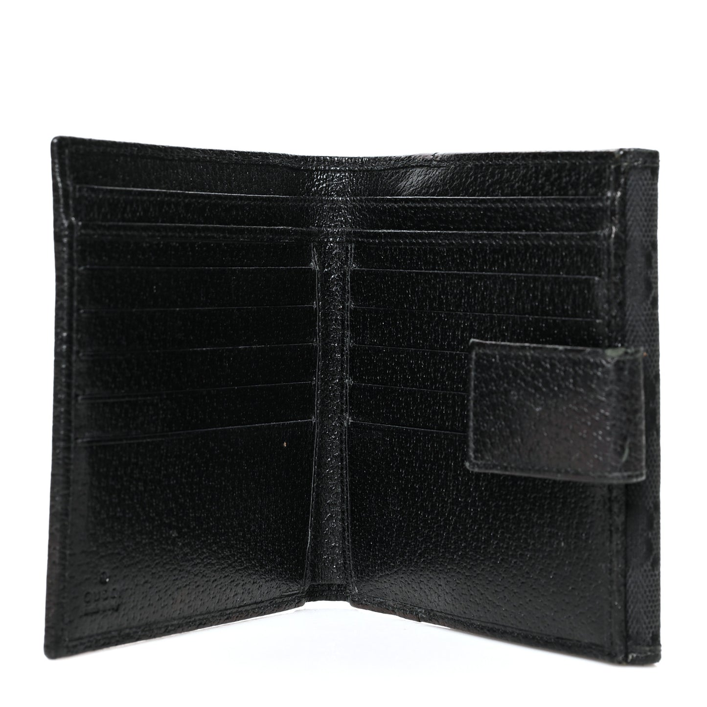 Monogram Textured Calfskin Metal Bar French Flap Wallet Black