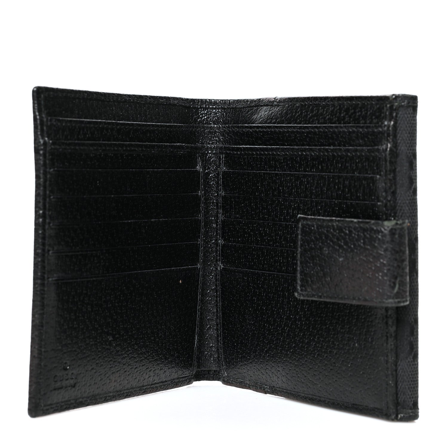 Gucci Monogram Textured Calfskin Metal Bar French Flap Wallet Black 5 of 11