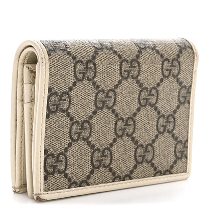 Gucci GG Supreme Monogram Azalea Calfskin Horsebit 1955 Card Case Wallet Beige Ebony Mystic White 3 of 14