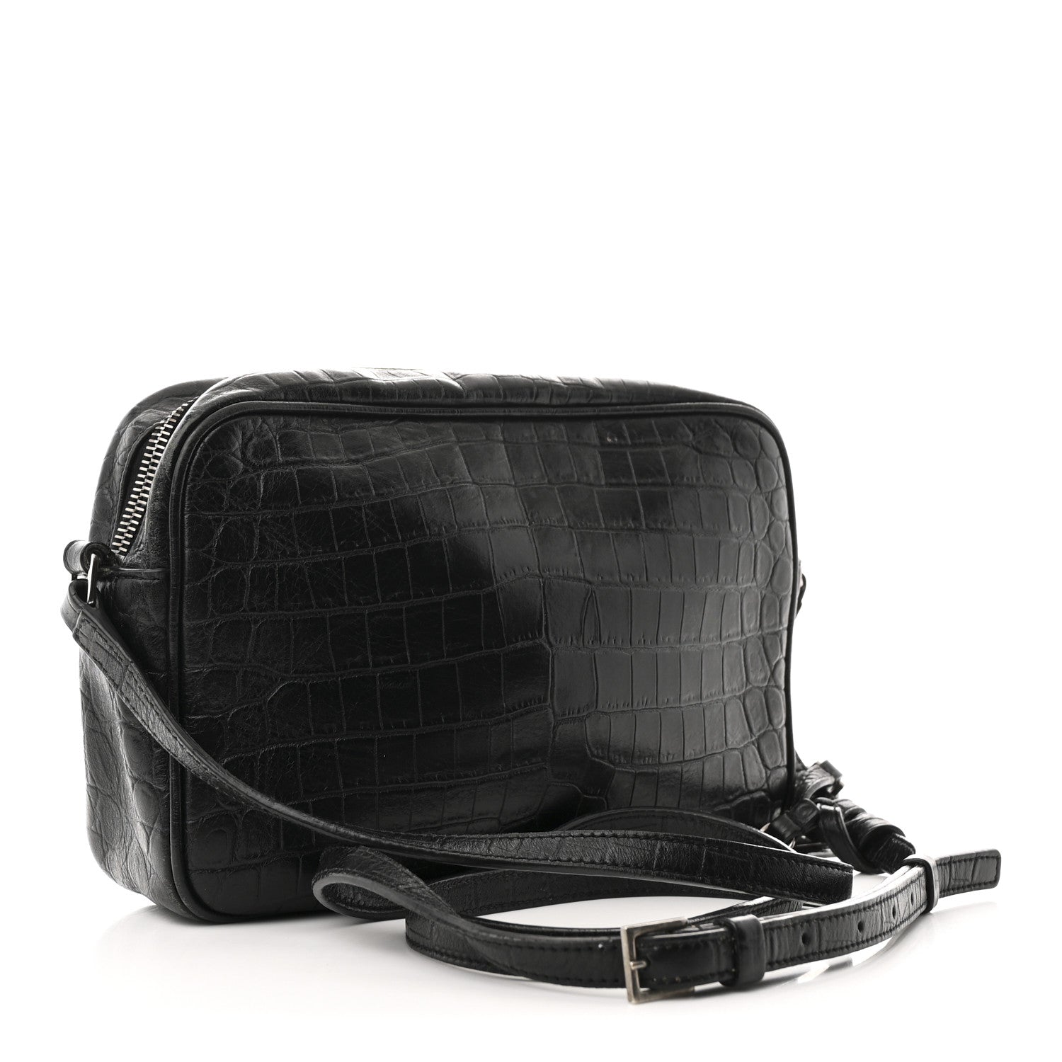 Saint Laurent Calfskin Crocodile Embossed Monogram Lou Camera Bag