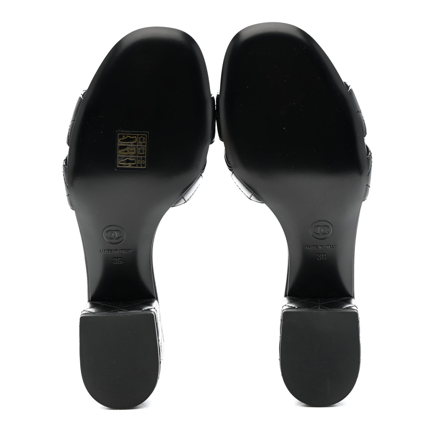 Lambskin Quilted CC Mules Sandals 39 Black