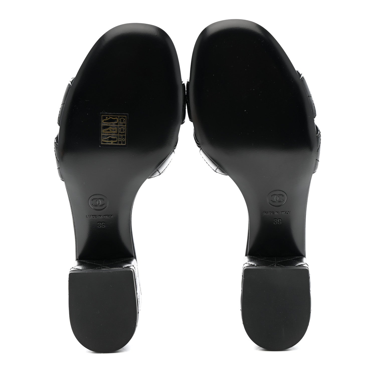 Chanel Lambskin Quilted CC Mules Sandals 39 Black 6 of 10