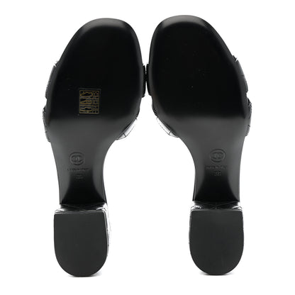 Chanel Lambskin Quilted CC Mules Sandals 39 Black 6 of 10