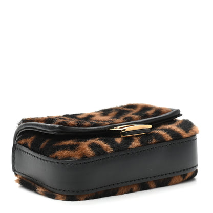 Fendi Sheared Sheepskin Vitello King FF Nano Baguette Charm Tobacco Moro Black 4 of 9