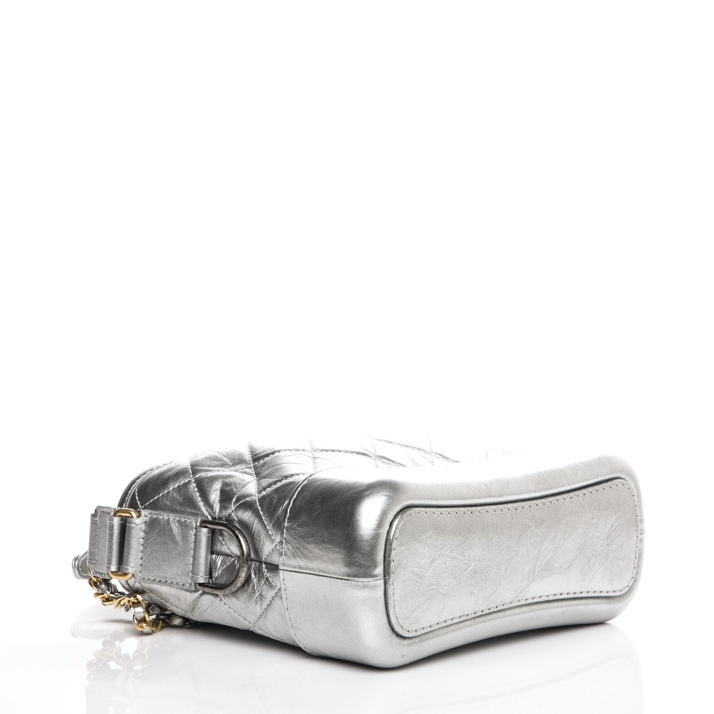 Metallic Aged Calfskin Quilted Small Gabrielle Hobo Silver