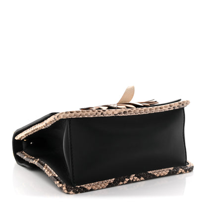 Fendi Vitello Century Snakeskin F is Fendi Flower Burst FF Small Kan I Shoulder Bag Black Beige 4 of 13