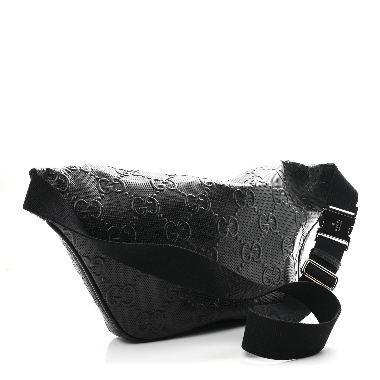 Calfskin GG Tennis Embossed Pocket Belt Bag Black