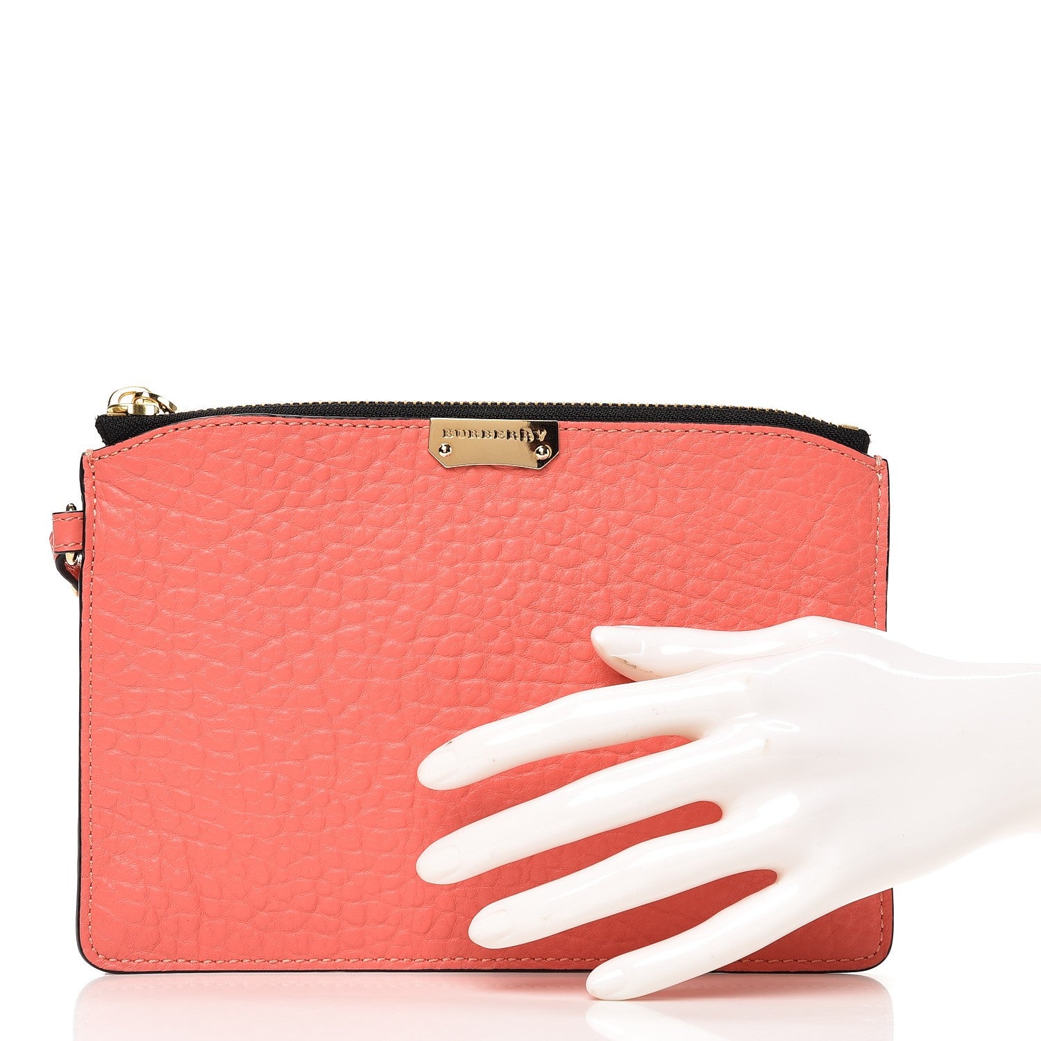 Burberry Signature Grain Calfskin Paige Wristlet Clutch Rose Pink 2 of 7