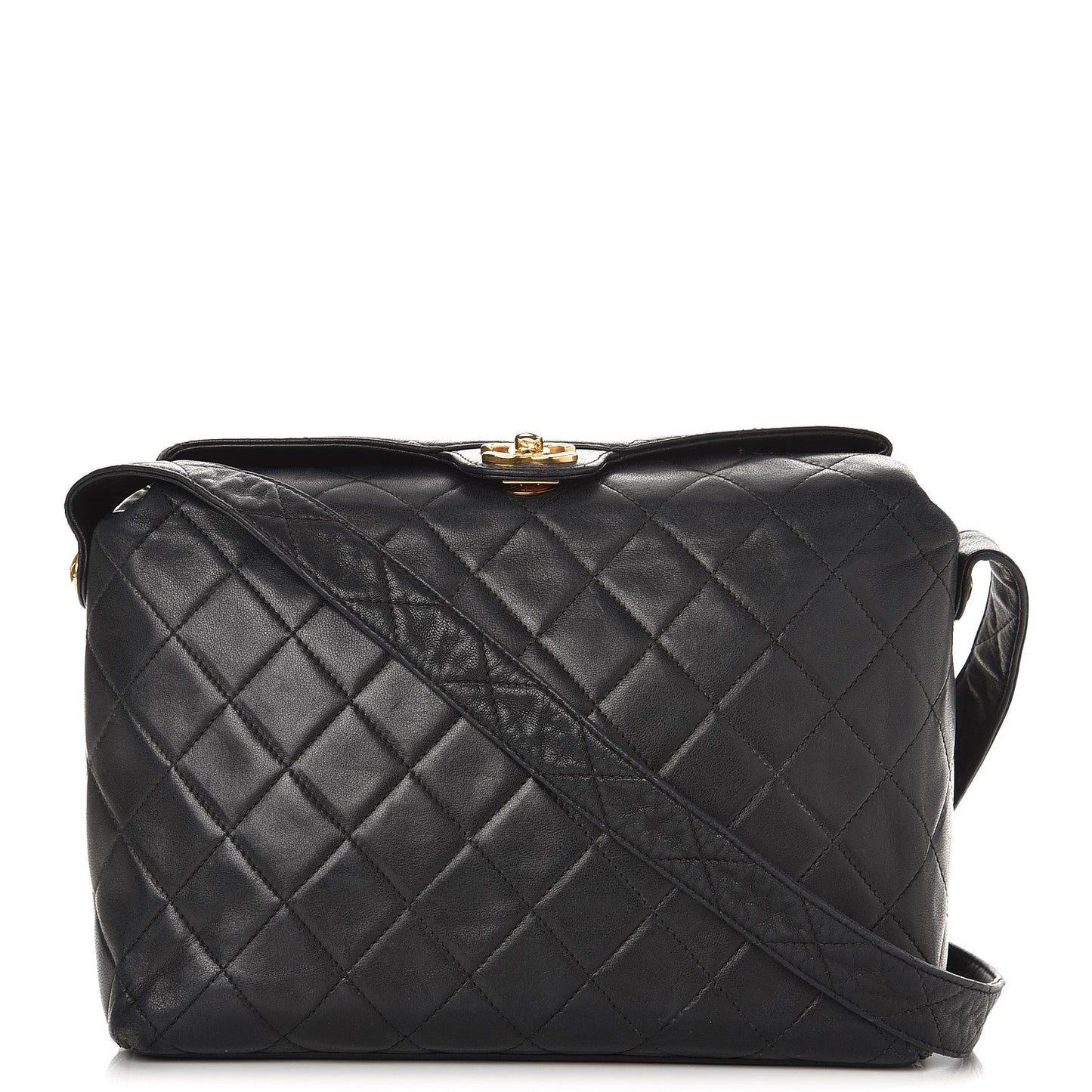Lambskin Quilted Shoulder Bag Black