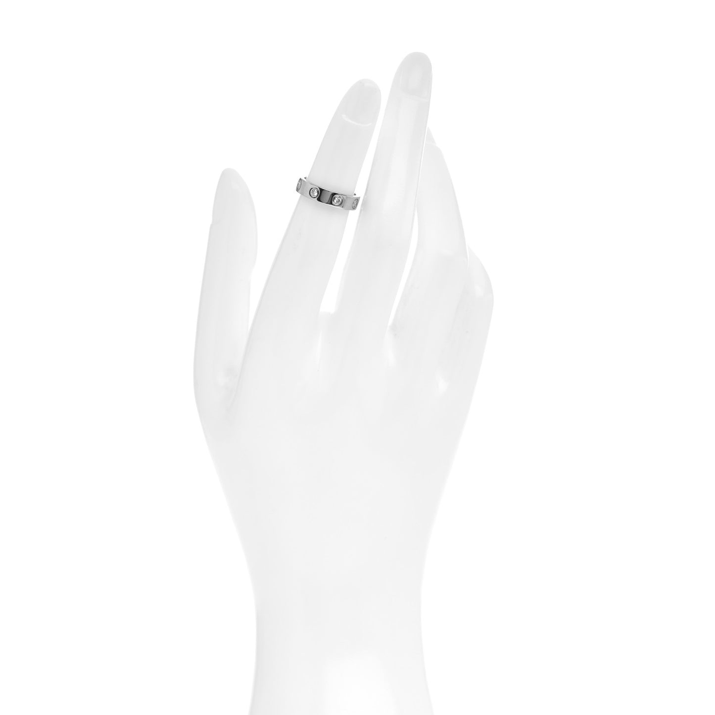 18K White Gold 8 Diamond 4mm Wedding Band LOVE Ring 46 3.75