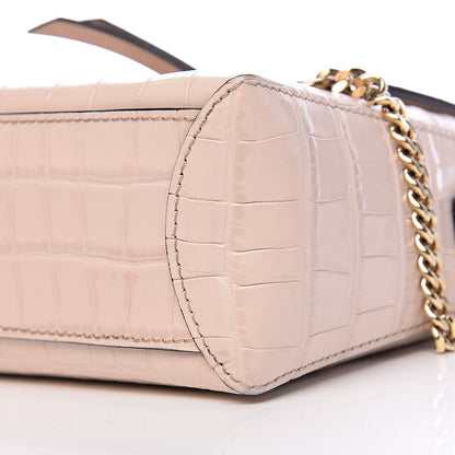 Chloe Calfskin Crocodile Embossed Mini Faye Day Shoulder Bag Cement Pink 9 of 10